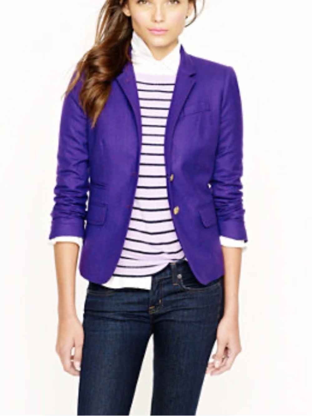 J.CREW Schoolboy Wool Purple Pockets Gold
Buttons Career Blazer Women’s Sz 4